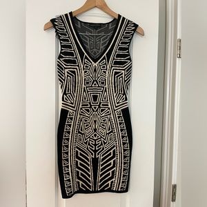 black and beige dress, size medium, Runs small, excellent condition